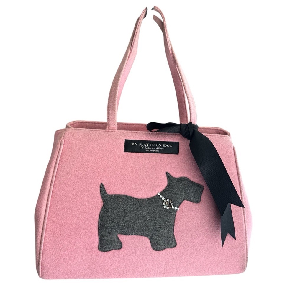 My Flat in London Pink and Gray Dog Appliqué